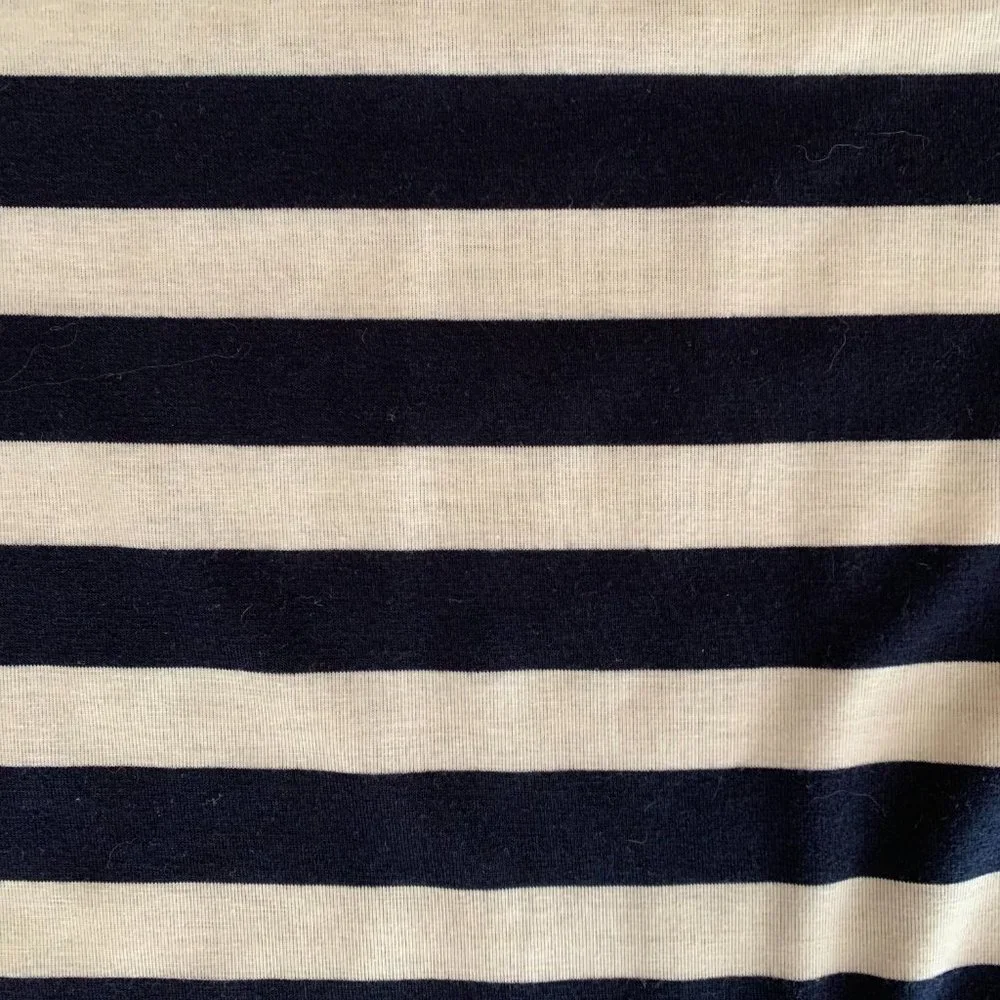 Women's Isela Navy and White Striped Gingham Nautical Ruffled Sleeves Blouse EUC - Picture 6 of 11